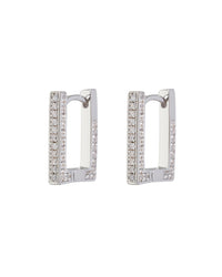 Pave Mini Boxer Hoops- Silver