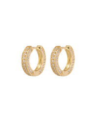 Pave Mini Coco Hinge Hoops- Gold View 1