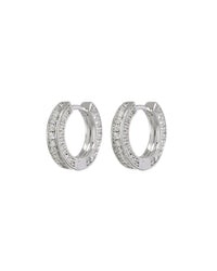 Pave Mini Coco Hinge Hoops- Silver View 1