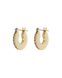 Pave Mini Luna Hoops- Gold View 1