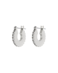 Pave Mini Luna Hoops- Silver View 1