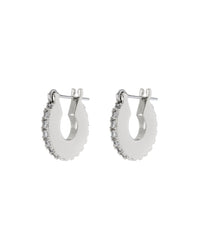 Pave Mini Luna Hoops- Silver