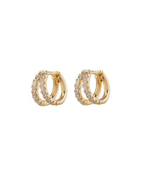 Pave Mini Margaux Huggies (9mm)- Gold View 1