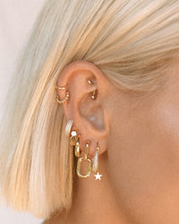 Pave Mini Martina Hoops- Gold View 5