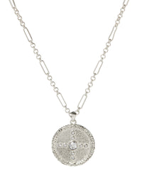 Pave Polaris Charm Necklace- Silver