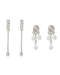 Pave Punk Studs Set- Silver