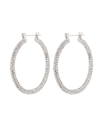 Pave Skinny Amalfi Hoops- Silver View 1