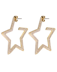 Pave Star Hoops- Gold View 1