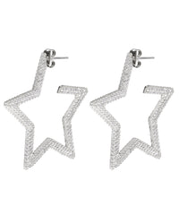 Pave Star Hoops- Silver