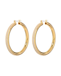Pave Stripe Amalfi Hoops- Gold View 1