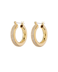 Pave Stripe Baby Amalfi Hoops- Gold View 1