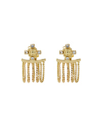 Pave Stud Chain Hoops- Gold