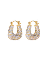 Pave Tia Hoops- Gold View 1