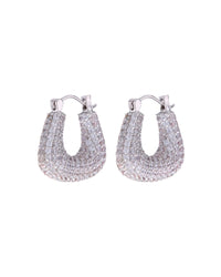 Pave Tia Hoops- Silver