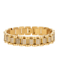 Pave Wristwatch Chain Bracelet- Gold View 1