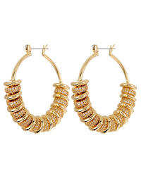 Pave Washer Hoops- Gold View 1