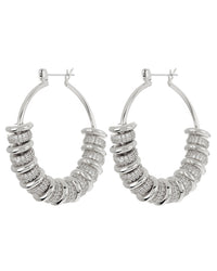 Pave Washer Hoops- Silver View 1