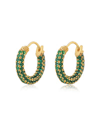 Pave Amalfi Huggies- Emerald Green- Gold