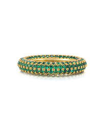 Pave Amalfi Ring- Emerald Green- Gold View 1