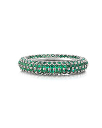 Pave Amalfi Ring- Emerald Green- Silver View 1