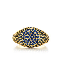 Pave Signet Ring- Blue Sapphire- Gold