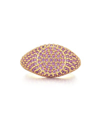 Pave Signet Ring- Pink- Gold View 1