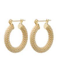 Pearl Pave Baby Amalfi Hoops- Gold View 1