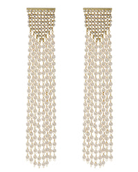 Pearl Chainmaille Statement Hoops- Gold View 1