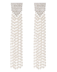 Pearl Chainmaille Statement Hoops- Silver View 1