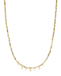 Pearl Disc Charm Necklace- Gold