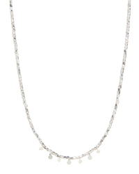 Pearl Disc Charm Necklace- Silver
