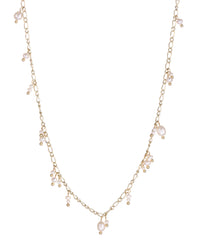 Pearl Drop Charm Necklace- Gold