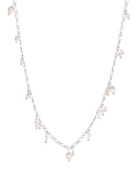 Pearl Drop Charm Necklace- Silver View 1