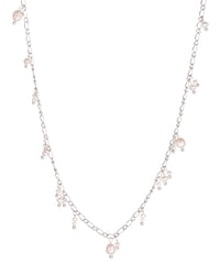 Pearl Drop Charm Necklace- Silver