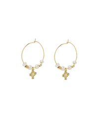 Pearl Punk Stud Hoops- Gold View 2