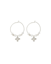 Pearl Punk Stud Hoops- Silver View 1