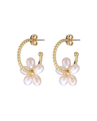 Pearl Washer Hoops- Gold