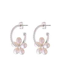Pearl Washer Hoops- Silver View 1