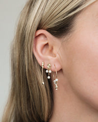 Pearl Punk Stud Hoops- Silver View 4