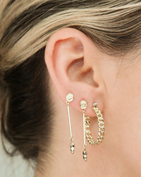 Mini Cuban Link Hoops- Gold View 2