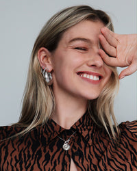 Punk Stud Coin Necklace- Silver View 3