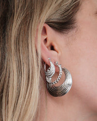 Mini Cuban Link Hoops- Silver View 5