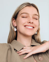 Punk Stud Hook Earrings- Silver View 2