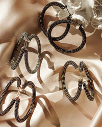 Pave Amalfi Hoops- Gold- Jet View 6