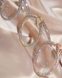 Pave Amalfi Hoops- Gold- Rainbow Crystal View 6