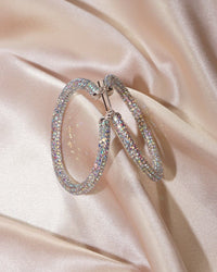 Pave Amalfi Hoops- Silver- Rainbow Crystal View 2