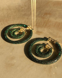 Pave Baby Amalfi Hoops- Gold- Emerald View 5