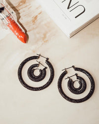 Pave Amalfi Hoops- Gunmetal- Jet View 5