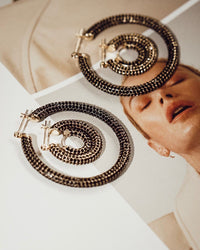 Pave Amalfi Hoops- Gold- Jet View 2