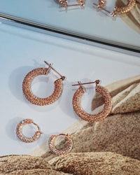 Pave Amalfi Huggies- Rose Gold- Rainbow Crystal View 3